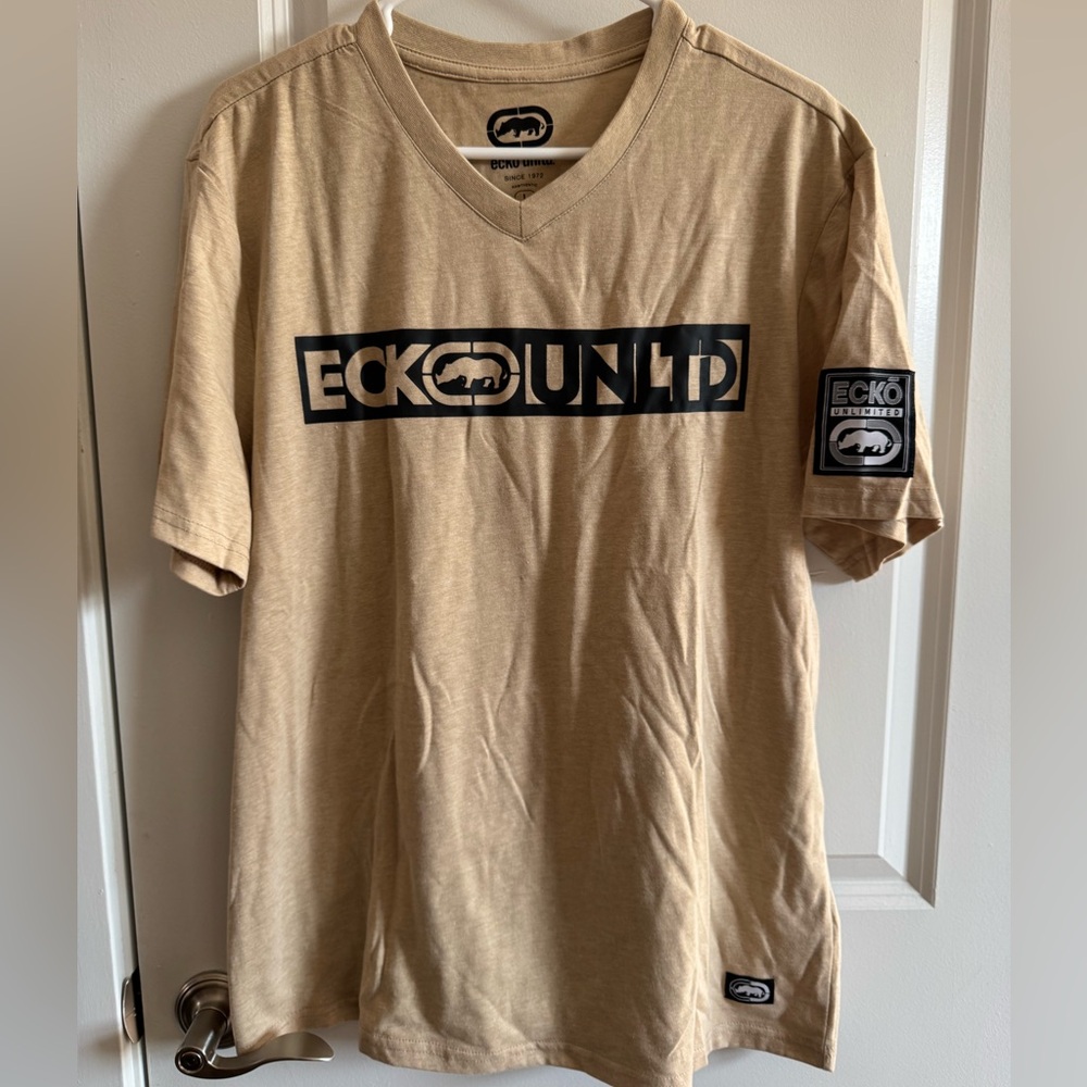 Ecko Unlimited Men's Beige V-Neck T-Shirt NWOT